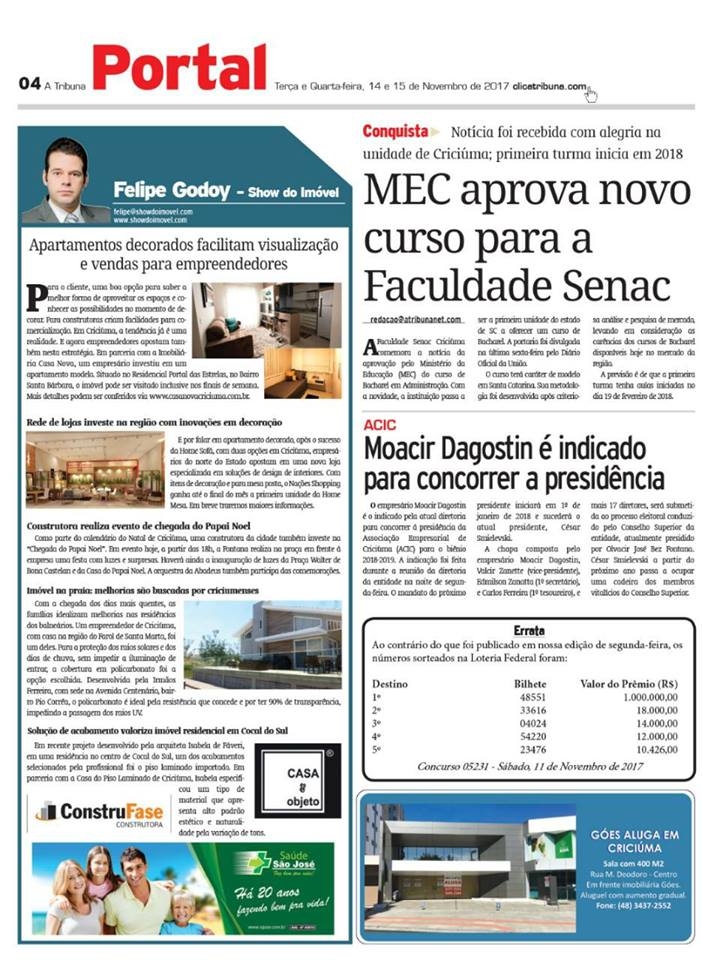 Coluna Jornal A Tribuna - 14.11.2017