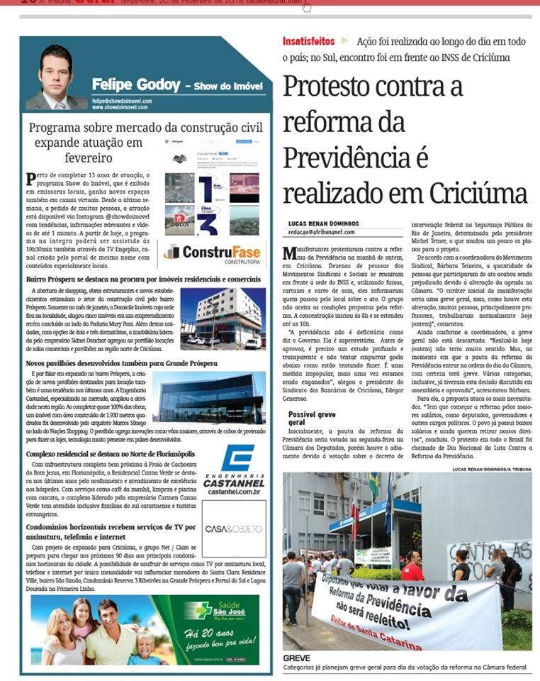Coluna Jornal A Tribuna - 20.02.2018