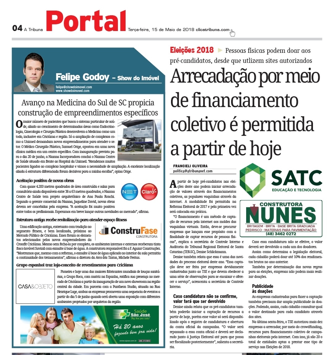 Coluna Jornal A Tribuna 15.05.2018