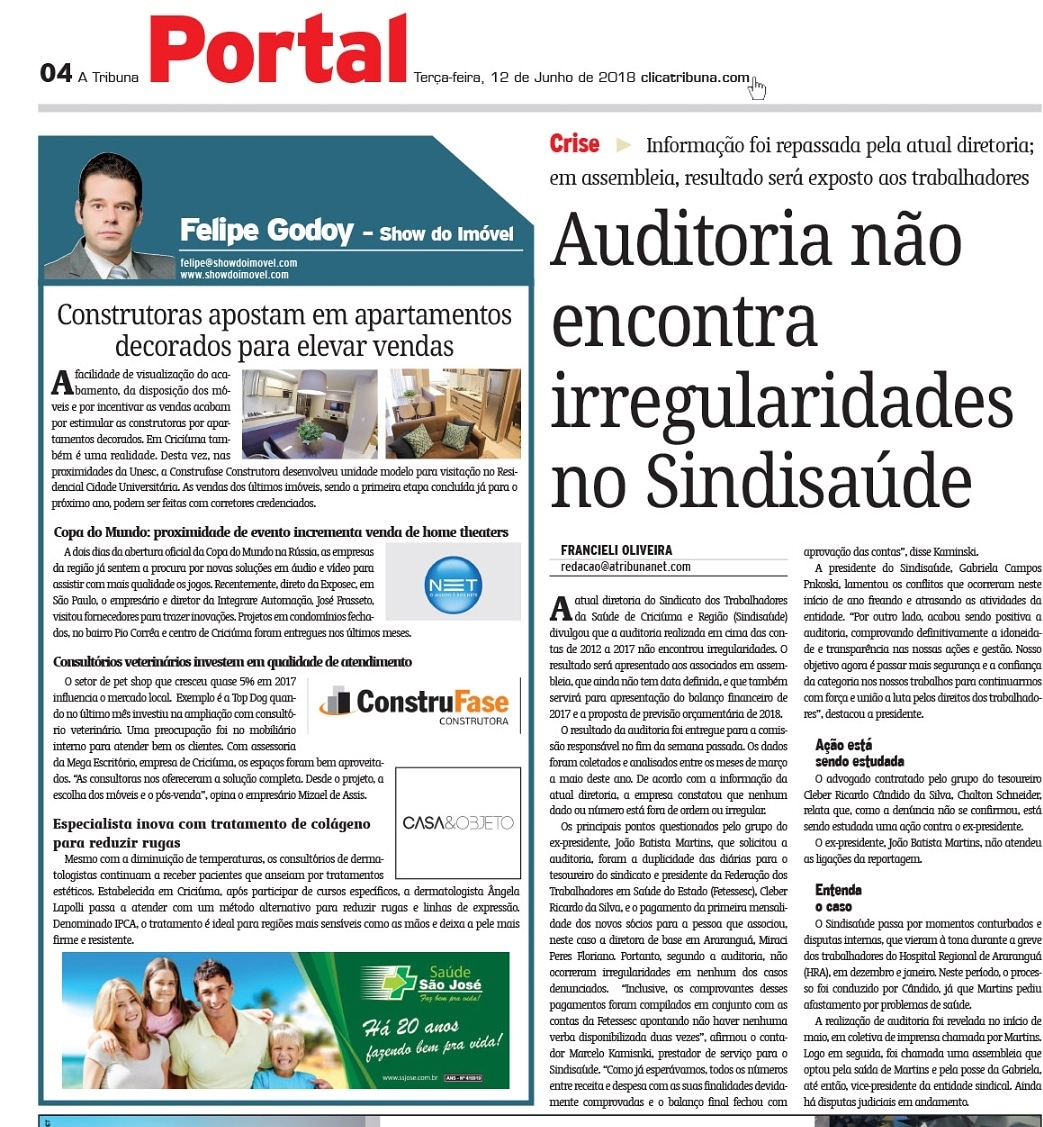 Coluna Jornal A Tribuna 12.06.2018