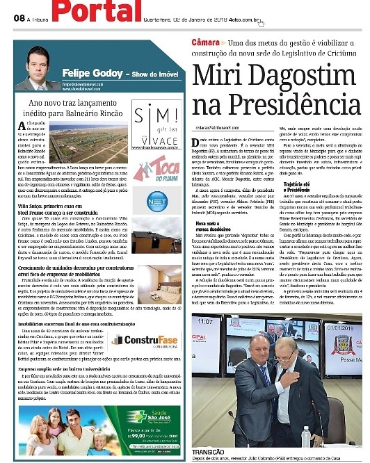 Coluna Jornal A Tribuna 02.01.2019