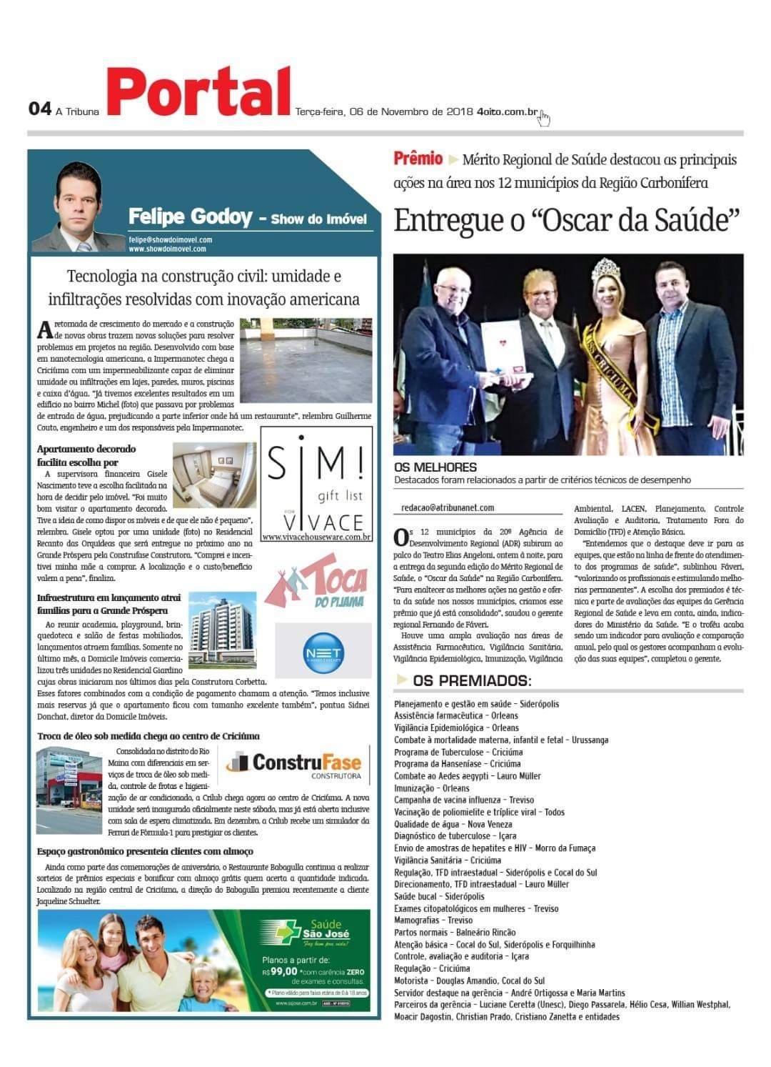 Coluna Jornal A Tribuna 06.11.2018