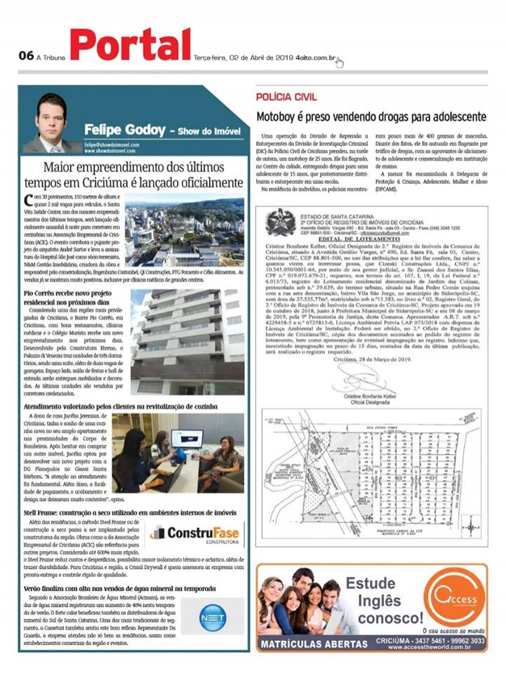 Coluna Jornal A Tribuna - 02.04.2019