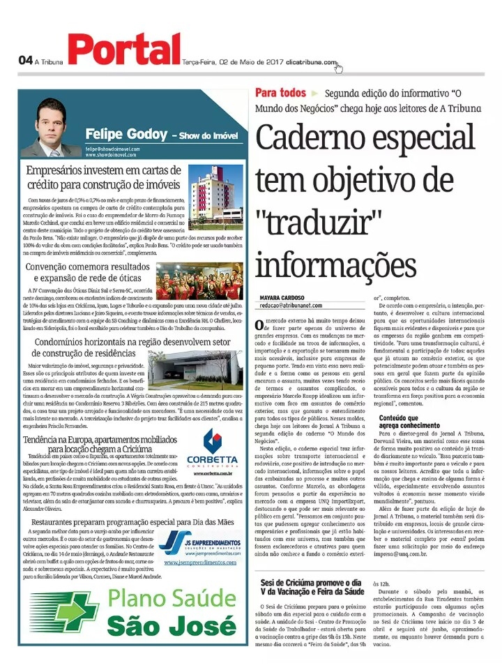 Coluna Jornal A Tribuna - 02.05.2017