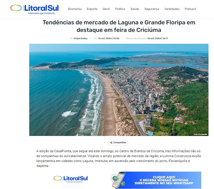 Coluna Felipe Godoy 16.10.2024: Tendências de mercado de Laguna e Grande Floripa em destaque em feira de Criciúma