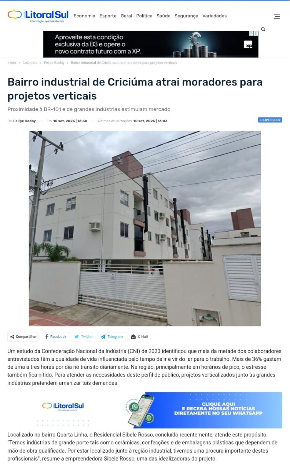 Coluna Felipe Godoy 10.09.2025 - Projetos em Regiões Industriais