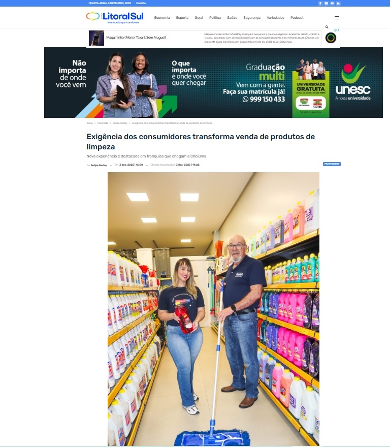 Coluna Felipe Godoy 03.12.2025 - Higiene & Limpeza