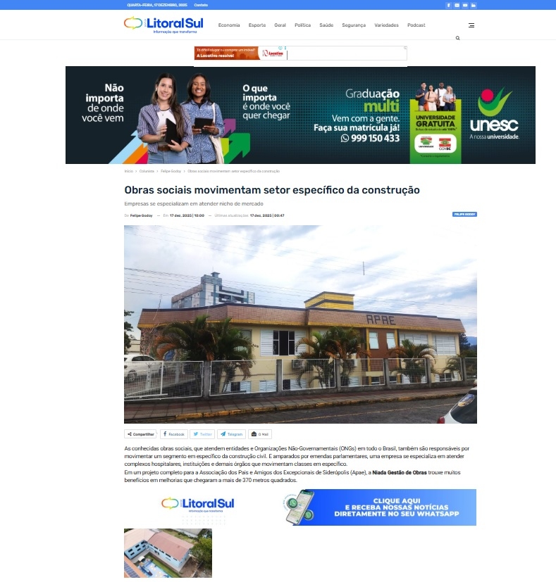 Coluna Felipe Godoy 17.12.2025 - Construção e Obras Sociais